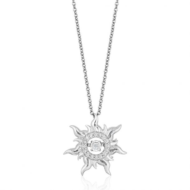 Enchanted Disney Rapunzel s Twinkling Diamond Sun Crest Pendant 1 20ctw