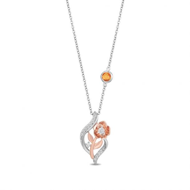 Enchanted Disney Vault Belle s Rose Diamond Twist Pendant Necklace 1 5ctw REEDS Jewelers