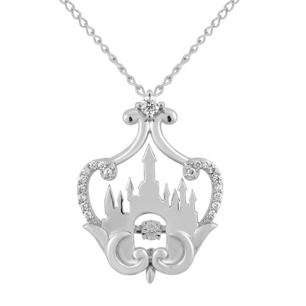 Enchanted Disney Vault Sterling Silver Diamond Princess Castle Pendant Necklace 1 10ctw REEDS Jewelers
