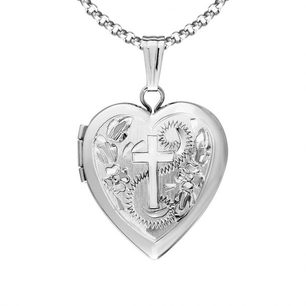 Heart locket discount with cross