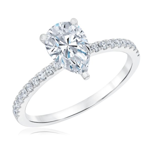 1 7/8ctw Pear Lab Grown Diamond White Gold Engagement Ring