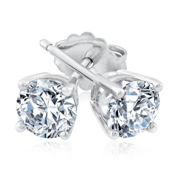 1ctw Round Lab Grown Diamond Solitaire Earrings REEDS Jewelers
