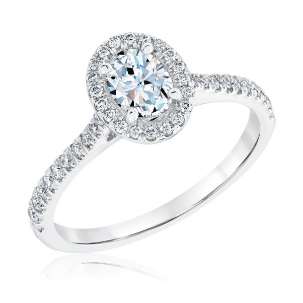Exclusive REEDS Signature Oval Diamond J Color Halo White Gold ...