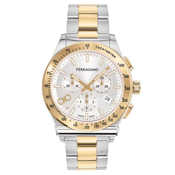 Ferragamo 1927 Chrono Two Tone Bracelet Watch 42mm SFKZ00523 REEDS Jewelers