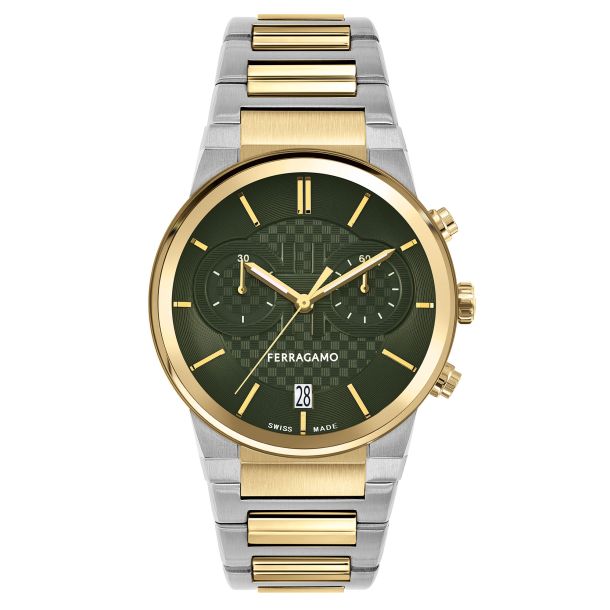 Ferragamo Sapphire Chrono Two-Tone Bracelet Watch | 41mm
