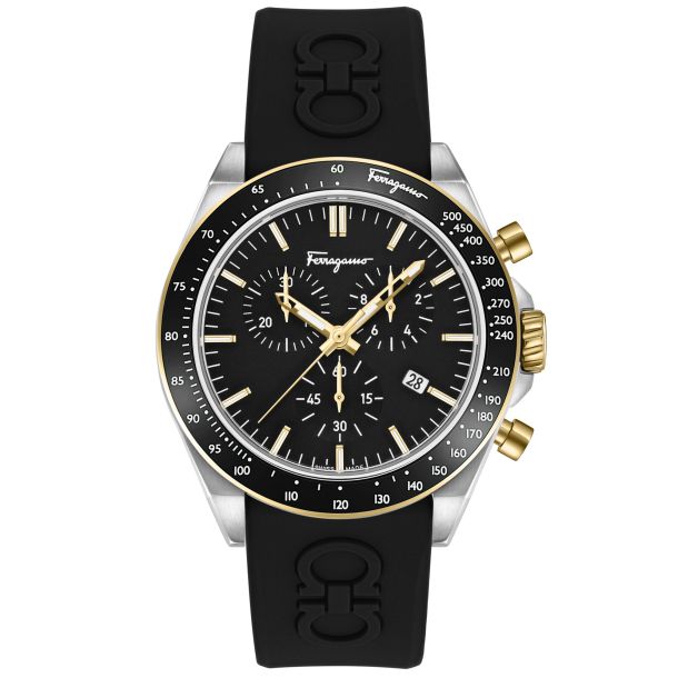 Ferragamo Urban Chrono Black Silicone Strap Watch | 43mm