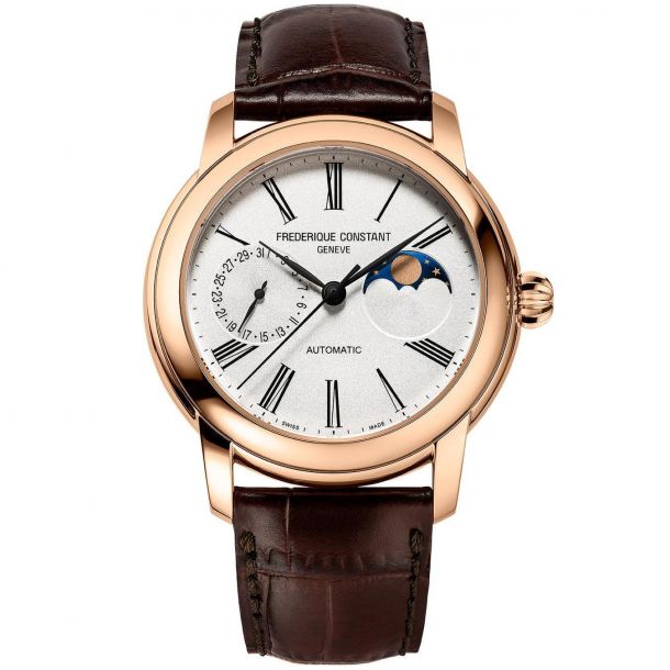 Frederique Constant Classic Moonphase Manufacture Brown Leather Strap Watch 42mm FC 712MS4H4 REEDS Jewelers
