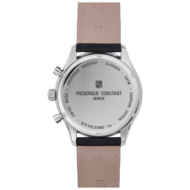 Frederique Constant Classic Quartz Chronograph Triple Calendar Dark-Grey  Dial and Black Leather Strap Watch | 40mm | FC-296DG5B6
