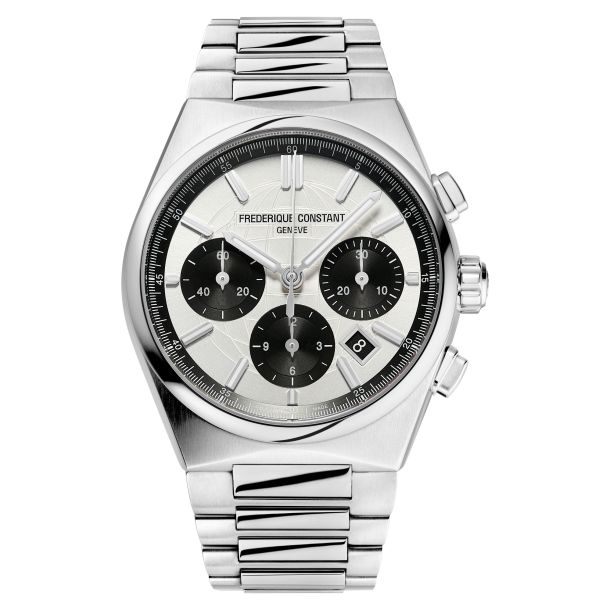 Frederique Constant Highlife Chronograph Black Dial Stainless Steel Bracelet Watch 41mm FC 391SB4NH6B