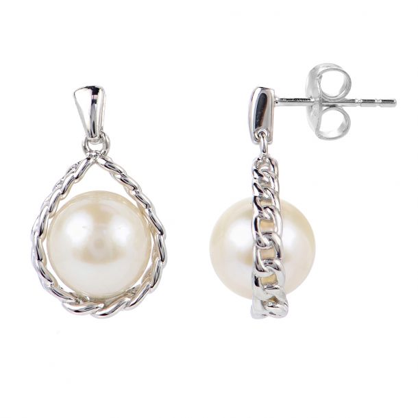 Teardrop shaped pearl earrings on sale
