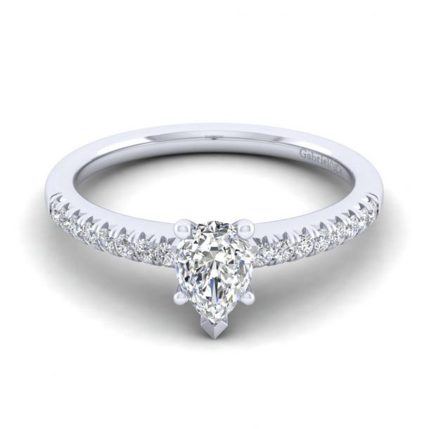 Gabriel Co. Kelly Diamond Pear Semi Mount Engagement Ring 1 6ctw REEDS Jewelers