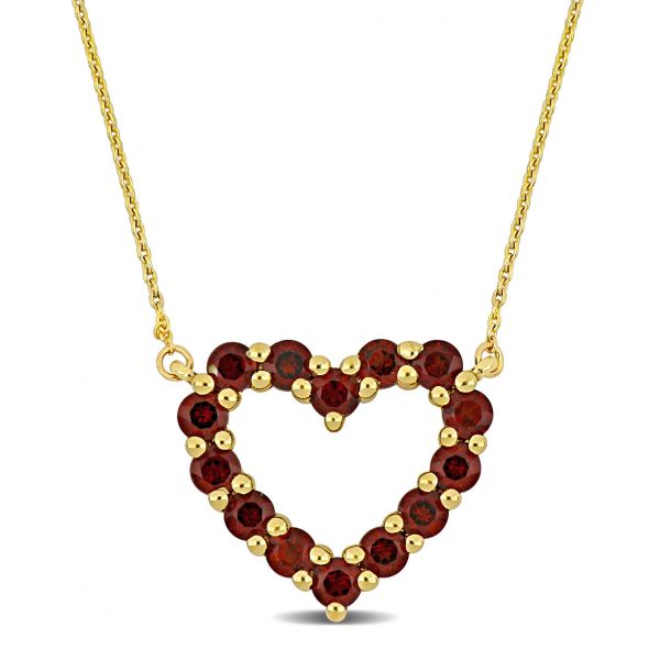 Garnet heart on sale necklace gold