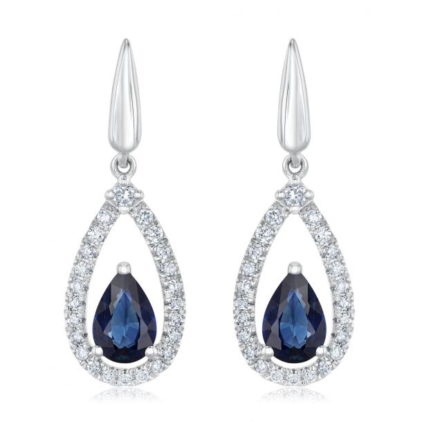Sapphire pear outlet drop earrings