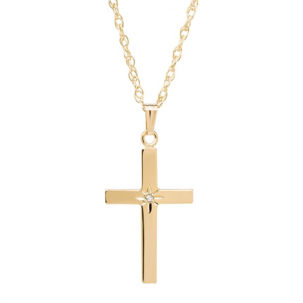Gold Filled and Diamond Cross Pendant Necklace REEDS Jewelers