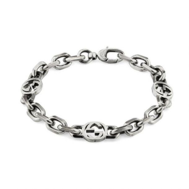 Gucci Aged Sterling Silver Interlocking G Chain Bracelet | REEDS Jewelers