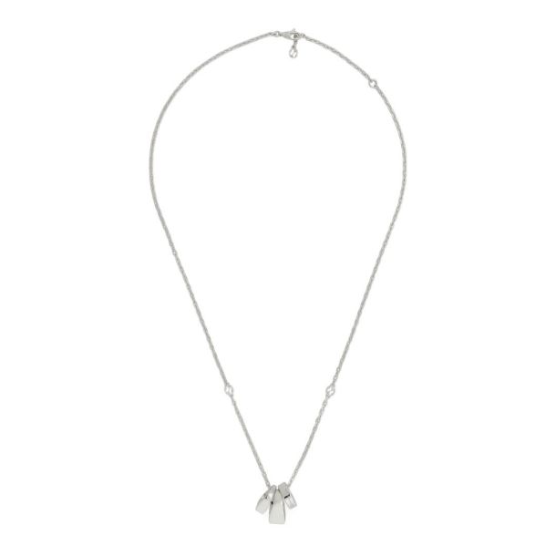 Gucci Tag Interlocking G Three Charm Sterling Silver Necklace REEDS Jewelers