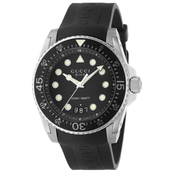 Gucci rubber black watch strap top