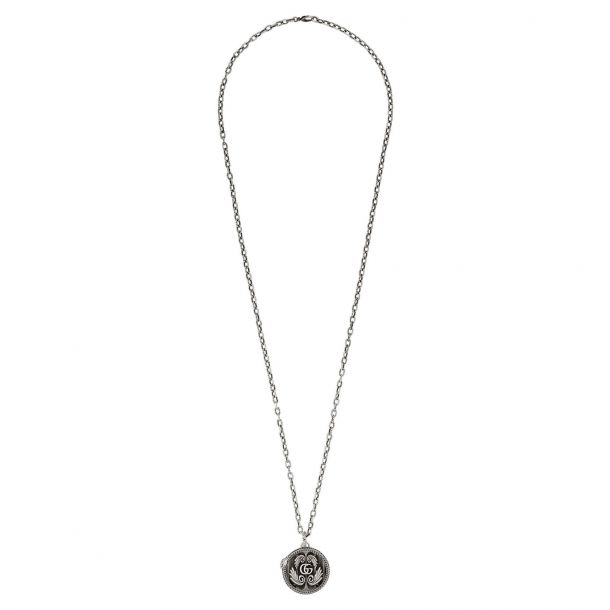 Gucci Double G Snake Aged Sterling Silver Medallion Necklace | REEDS  Jewelers