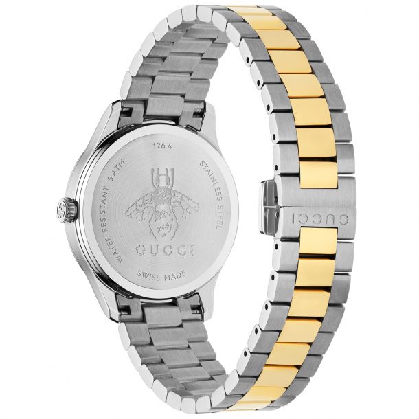 Gucci G-Timeless Bee-Motif Silver Dial and Two-Tone Bracelet Watch