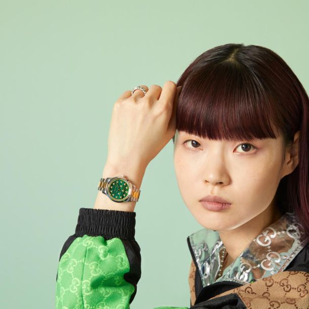 Gucci G-Timeless Multi Bee Green Malachite Stone Dial Two-Tone