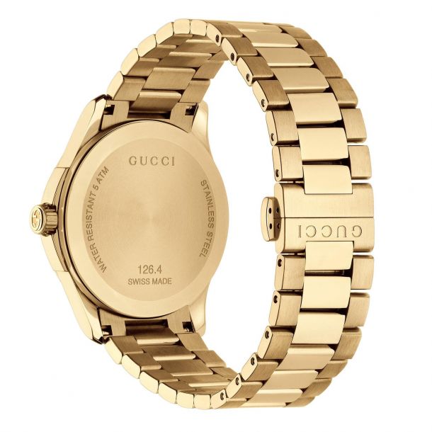 Gucci G Timeless Gold Tone Diamante Dial Watch YA126461 REEDS Jewelers