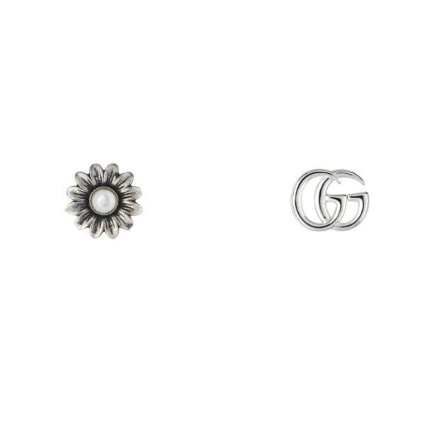 Gucci GG Marmont Double G Flower Stud Sterling Silver Earrings REEDS Jewelers