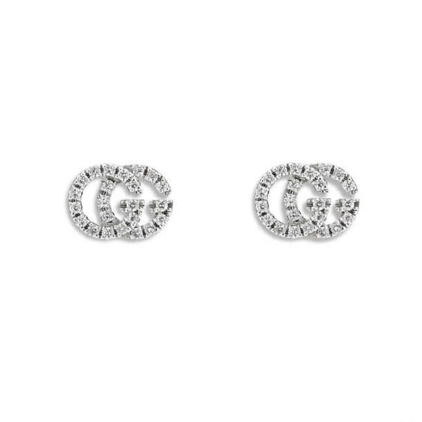 Gucci GG Running White Gold Diamond Pavé Stud Earrings 1/10ctw | REEDS  Jewelers