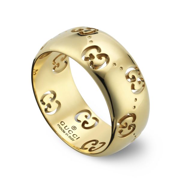 GUCCI 18金リング Gucci Icon 18k Yellow Gold 8mm Wide Ring - 7.25 | REEDS Jewelers