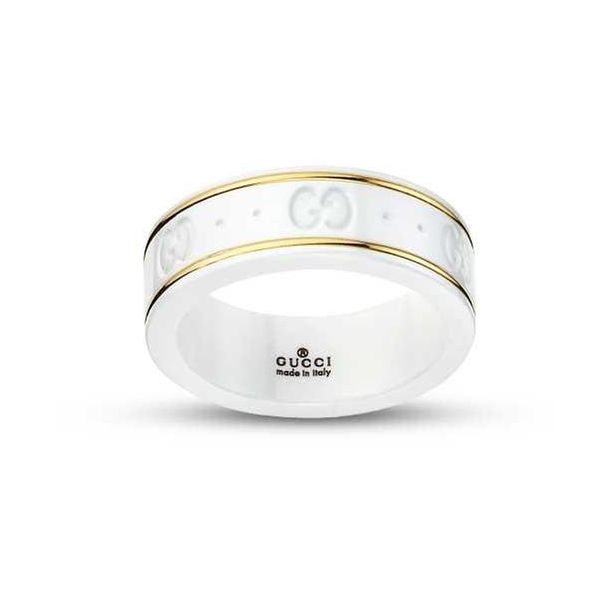 Gucci Icon White Zirconia and Yellow Gold Thin Band REEDS Jewelers