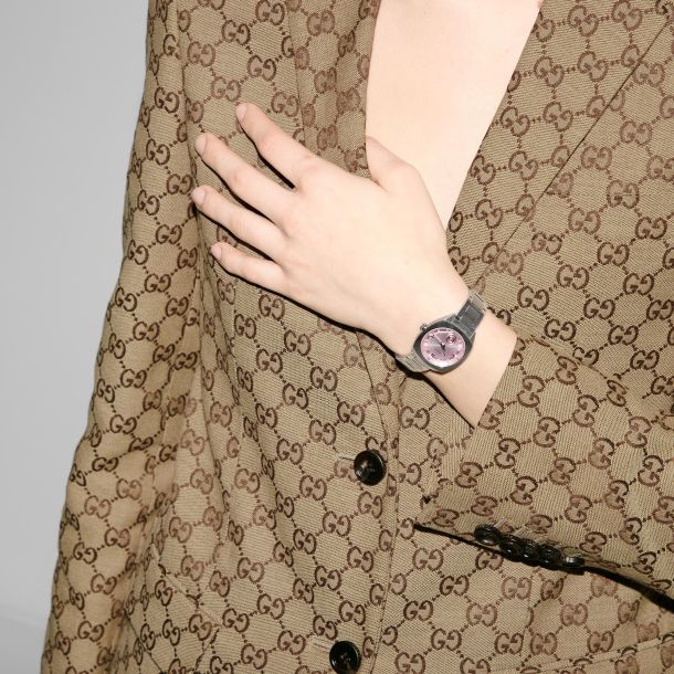 Gucci Interlocking Diamond Pink Dial Stainless Steel Watch 29mm