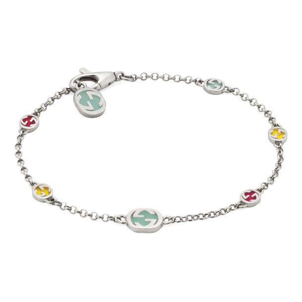 Gucci Interlocking G Multicolor Enamel Station Bracelet REEDS Jewelers