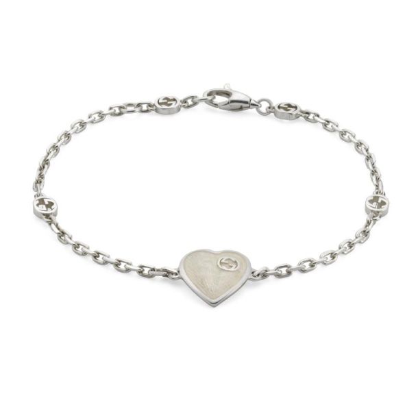 Pavé Heart Bracelet with Cubic Zirconia, Sterling silver