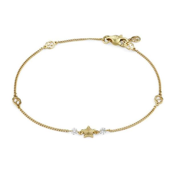Gucci Interlocking G Yellow Gold Bracelet with Star | REEDS Jewelers