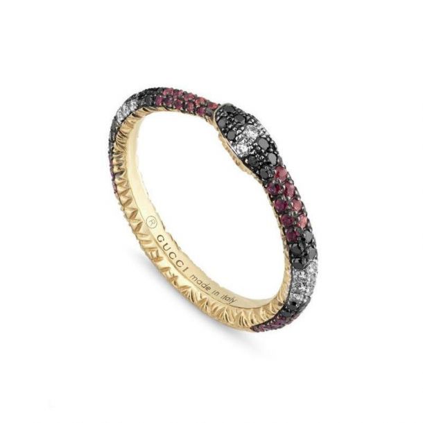 Gucci Ouroboros Gemstone Kingsnake Band Ring 1 4ctw Size 7