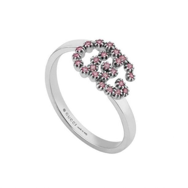 Gucci Running G Pink Topaz Ring Size 7 REEDS Jewelers