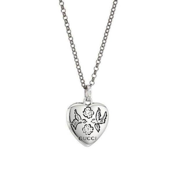 Gucci Sterling Silver Blind for Love Engraved Heart Pendant REEDS Jewelers