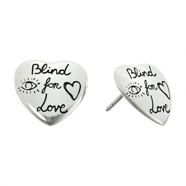 Gucci Sterling Silver Blind for Love Engraved Heart Stud Earrings | REEDS  Jewelers