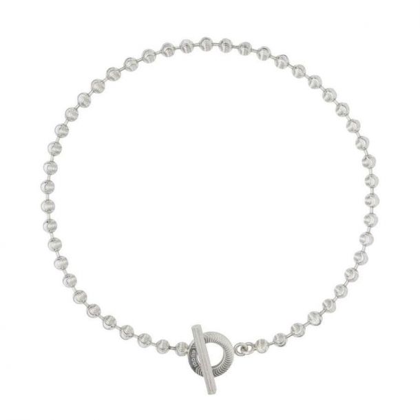Gucci Sterling Silver Boule Beaded Chain Toggle Necklace REEDS