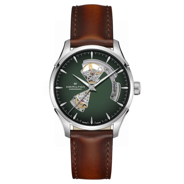 Hamilton Jazzmaster Open Heart Auto Green Dial Brown Leather Strap
