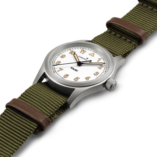 Hamilton Khaki Field Quartz White Dial Green NATO Strap Hamilton Khaki Field Quartz White Dial Green NATO Strap
