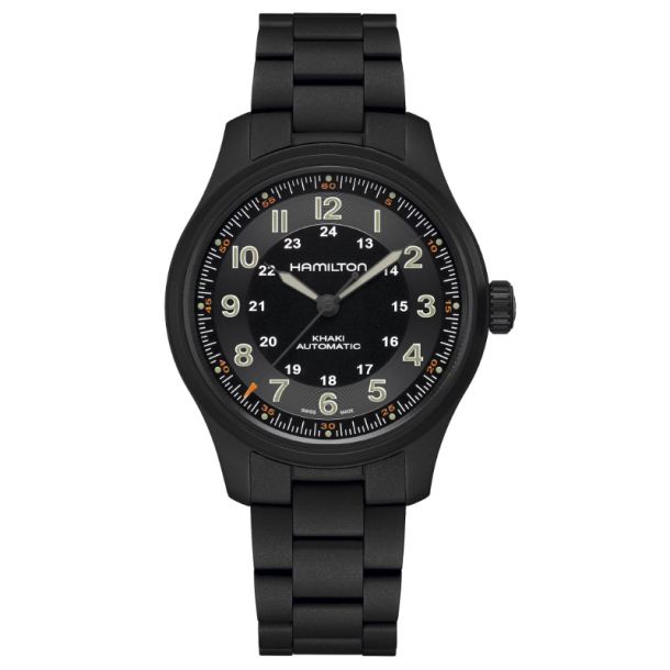 Hamilton Khaki Field Titanium Auto Black Dial And Black Titanium Bracelet Watch 42mm H70665130 REEDS Jewelers