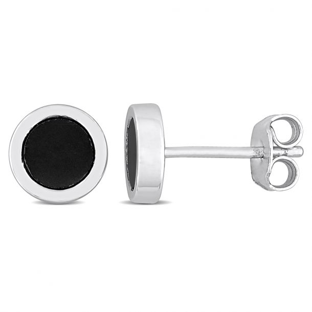 Hematite Sterling Silver Round Stud Earrings Men s REEDS Jewelers