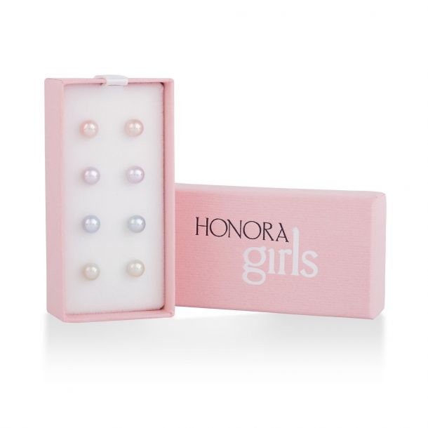 Honora Girls Pearl Stud Earring Box Set