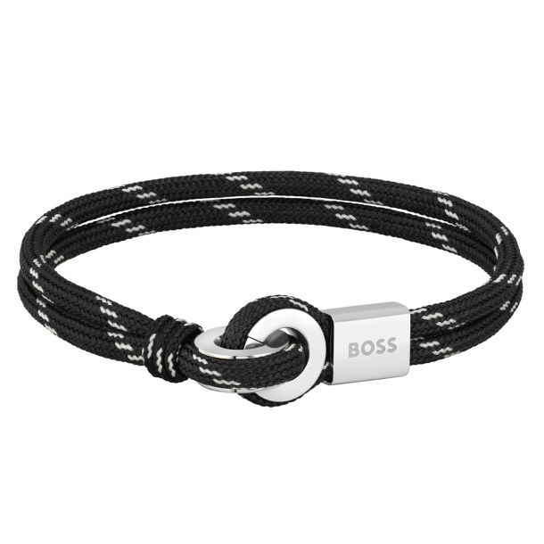 Black & Silver Great Lakes Beach Leather Wrap Bracelet Plain 