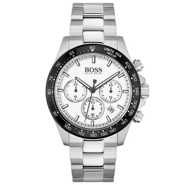 Hugo Boss Hero Chronograph White Dial Stainless Steel Bracelet Watch | 43mm  | 1513875 | REEDS Jewelers