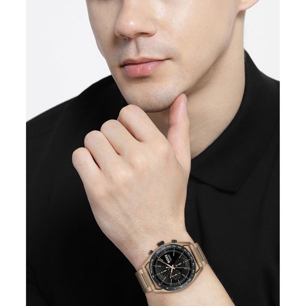 Hugo Boss Ionic Chronograph Gold-Tone Bracelet Watch | 44mm | 1514027 |  REEDS Jewelers
