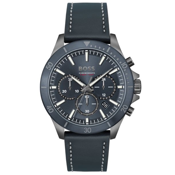 Hugo Boss Troper Chronograph Blue | | Jewelers Leather | 1514056 Watch 45mm REEDS Strap