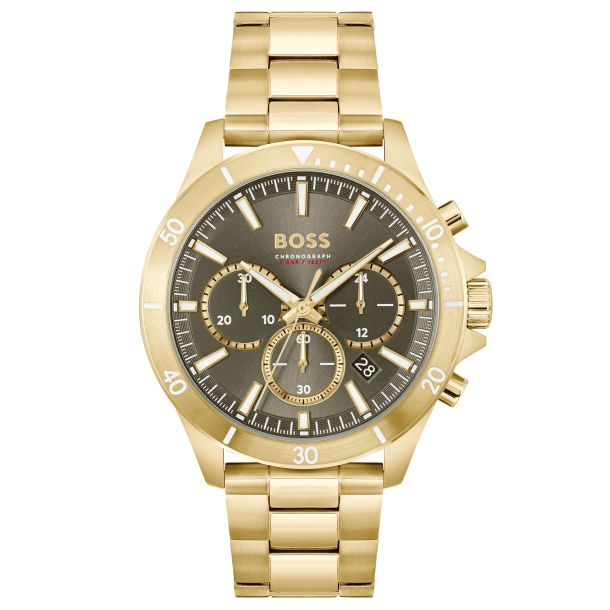 Hugo Boss Troper Chronograph Gold-Tone Bracelet Watch | 45mm | 1514059 |  REEDS Jewelers