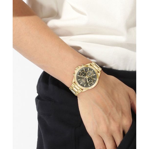 Hugo Boss Troper Chronograph Gold Tone Bracelet Watch 45mm 1514059