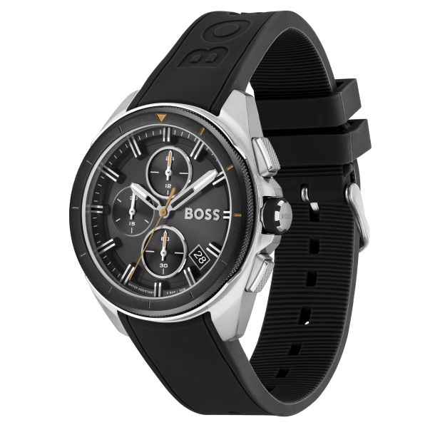 Hugo Boss Volane Black Silicone | Chronograph Dial | 1513953 Jewelers Strap Watch | Black REEDS 44mm